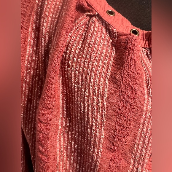 Free People Orange Long Sleeve Buttoned Blouse - Picture 2 of 7